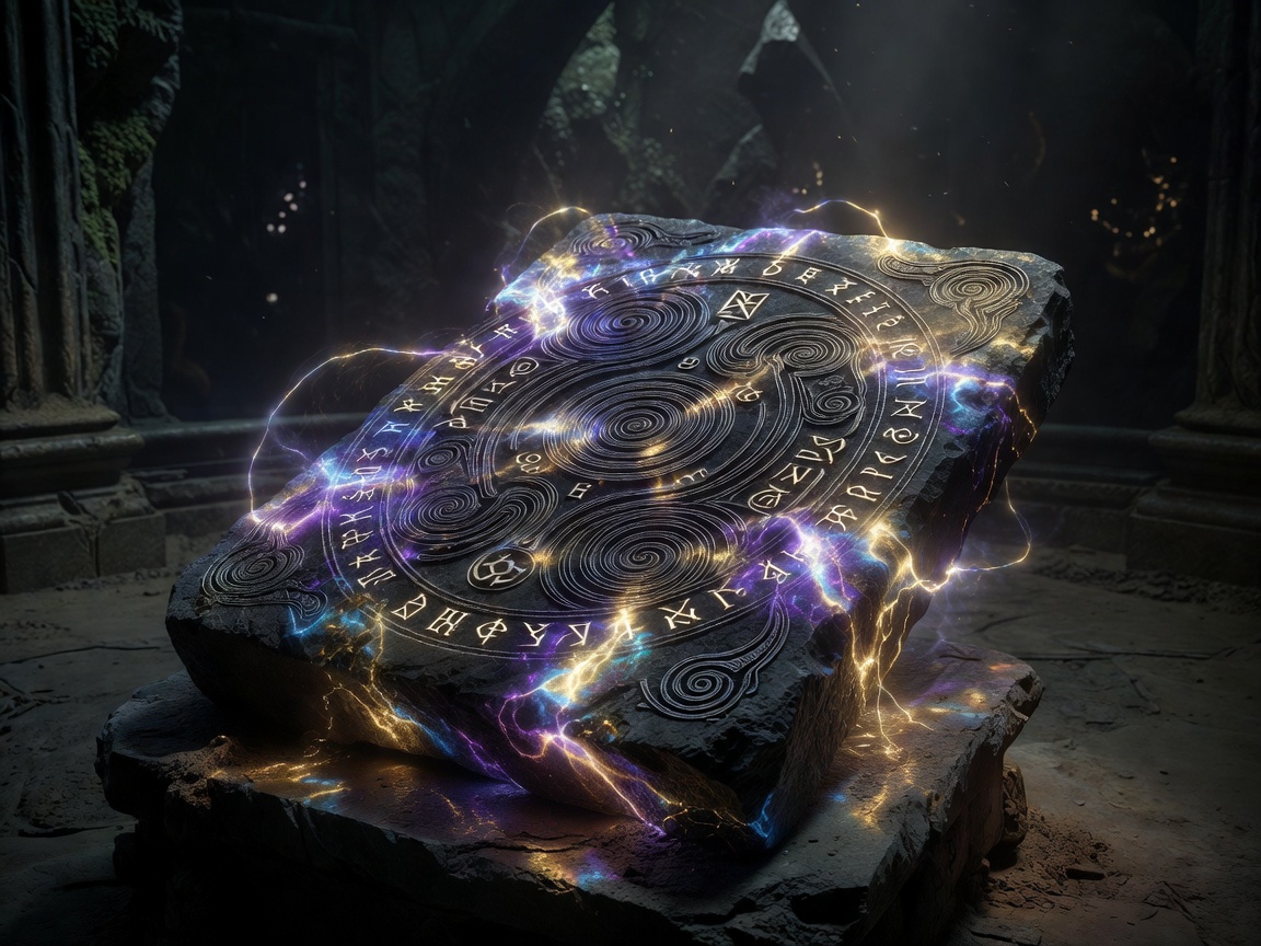 An ancient magical relic glowing with mystical energy